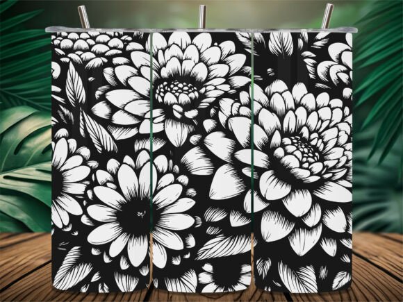 Black Dahlia Floral Art Tumbler