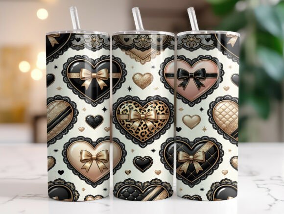 Black Gold Heart Bow 20oz Tumbler Wrap Review