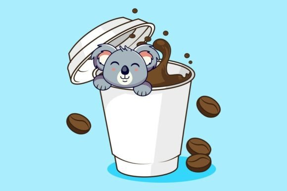 Cute Koala Inside a Coffee Cup