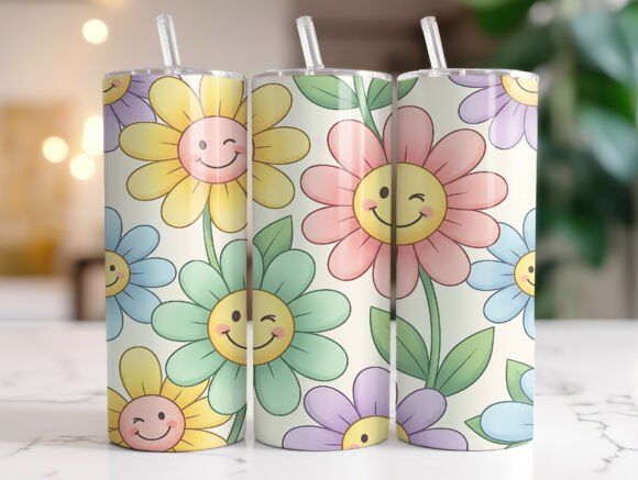 Cute Pastel Smiley Daisy Tumbler Wrap Review