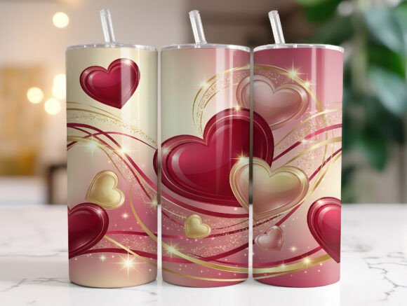 Elegant Gold Pink Hearts Tumbler Wrap Review