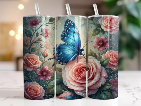 Floral Butterfly Rose Fantasy Tumbler Review