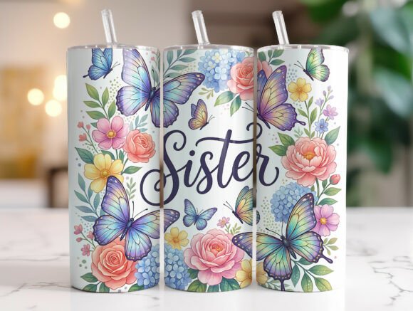 Floral Sister 20 Oz Tumbler Wrap PNG Review
