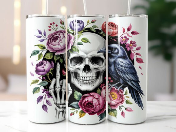 Funny Gothic Skull Floral Tumbler Wrap Review