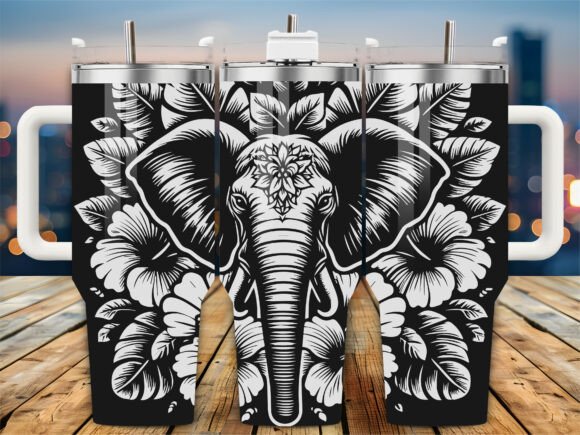 Hibiscus Elephant Art 40oz Tumbler