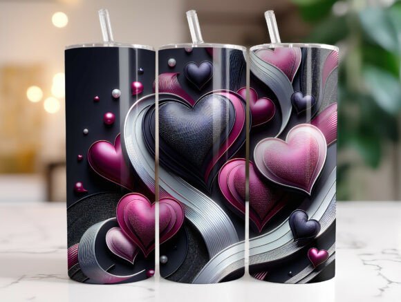 Pink Black Heart Love 20oz Tumbler Wrap Review