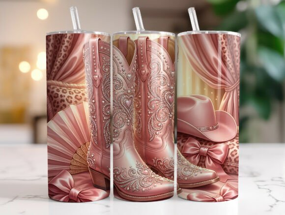 Pink Western Cowgirl Boots Tumbler Wrap Review