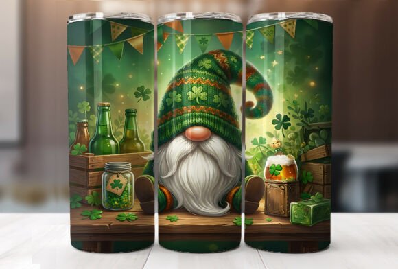 St. Patricks Gnome 20oz Tumbler Wrap PNG
