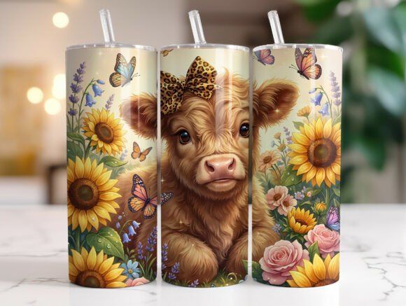 Sunflower Highland Cow 20oz Tumbler Wrap Review