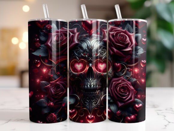 Valentines Skull Rose Heart Tumbler Wrap Review